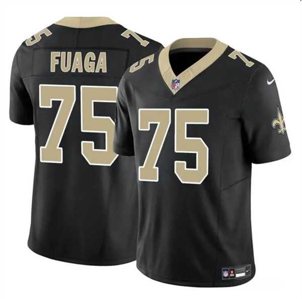 Men & Women & Youth New Orleans Saints #75 Taliese Fuaga Black 2024 Draft F.U.S.E. Vapor Limited Stitched Jersey